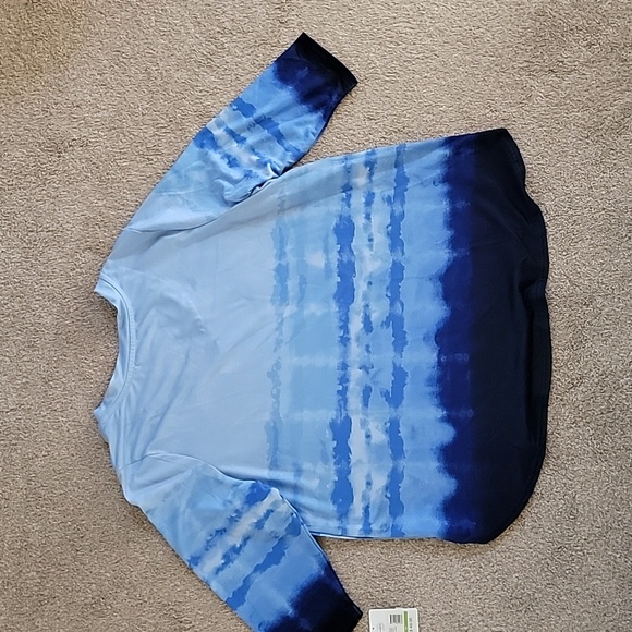 Woman's tunic shirt, Shades Of Blue, Watercolor Like Design, 3/4 Sleeve - Picture 2 of 4